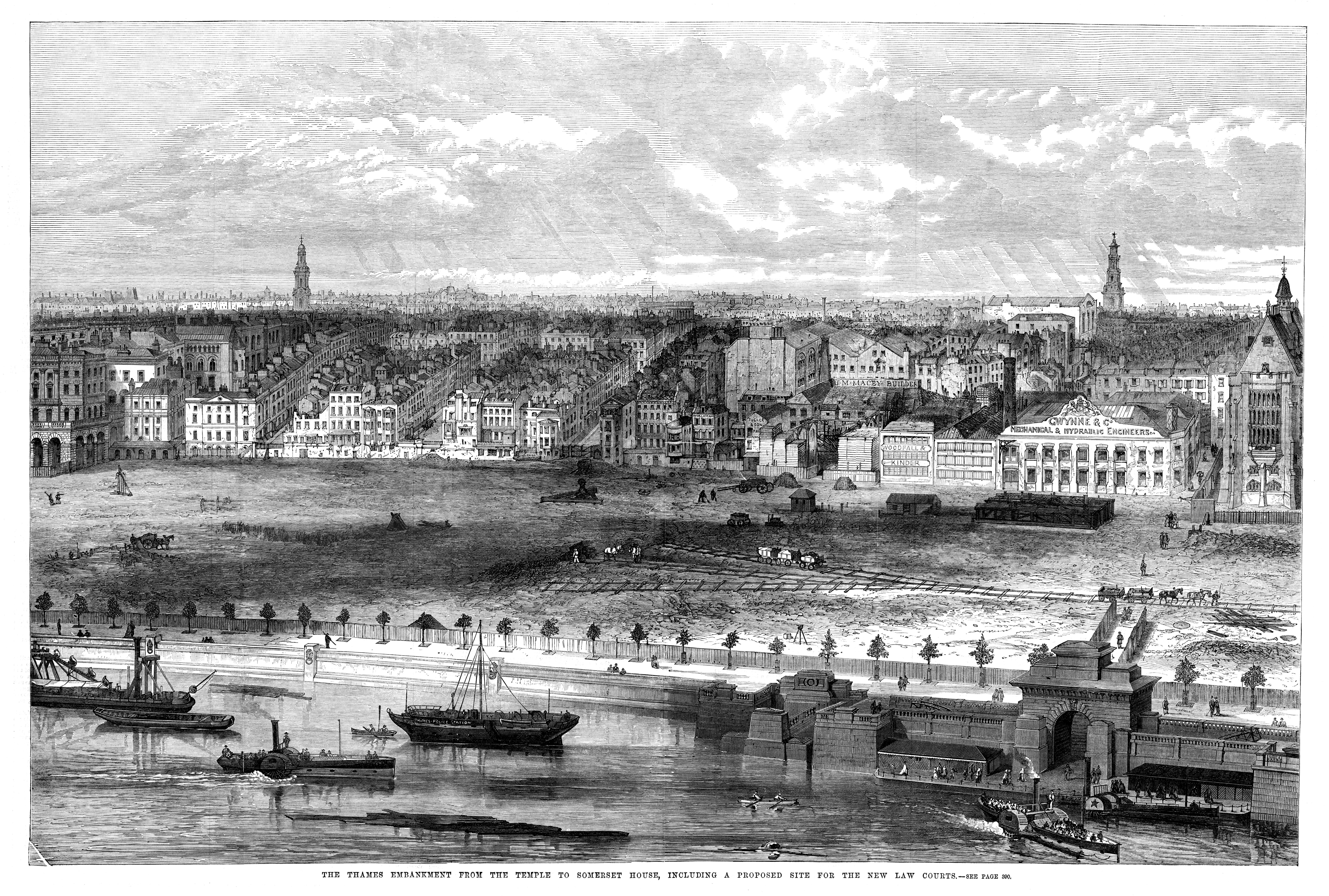 London Embankment Victoria,river view,prints Illustrated London News